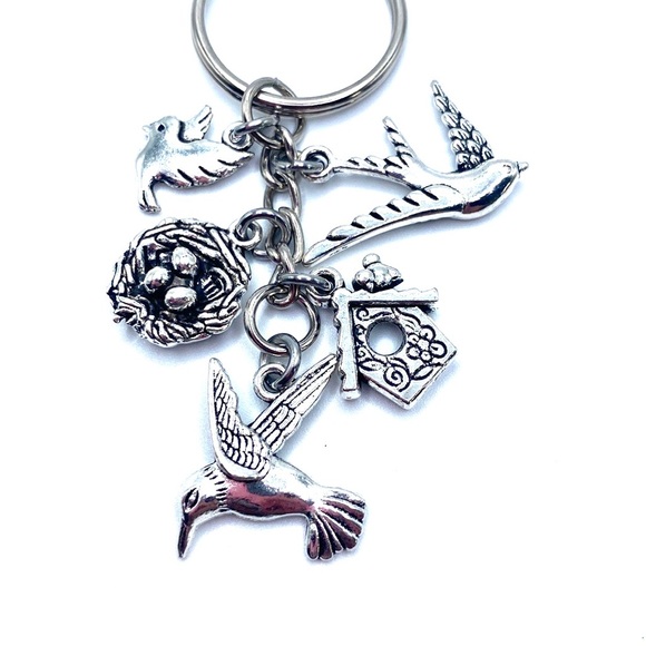 Bird Keychain Bag Charm Nest Birdhouse Dove Swallow Hummingbird Charms - Picture 4 of 4